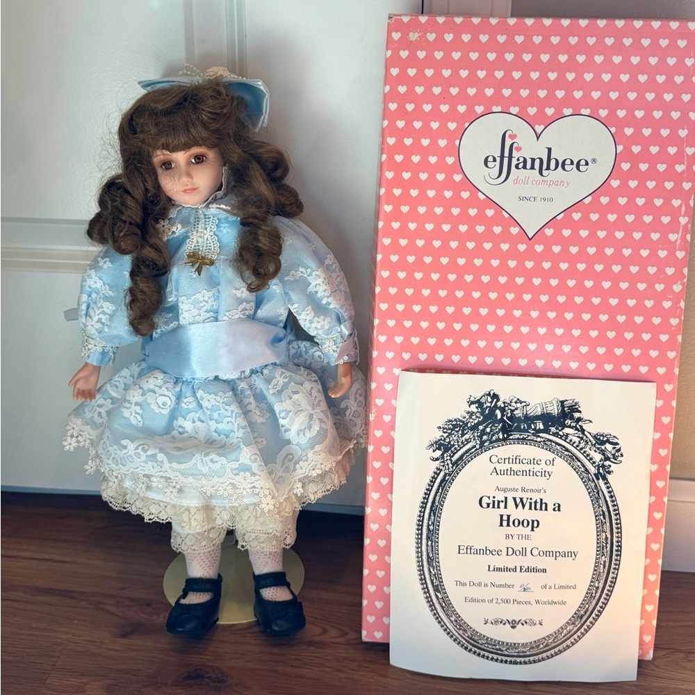 Effanbee Vintage Porcelain Doll Girl With Hoop Limited Edition (Box, Tag‎ & COA)